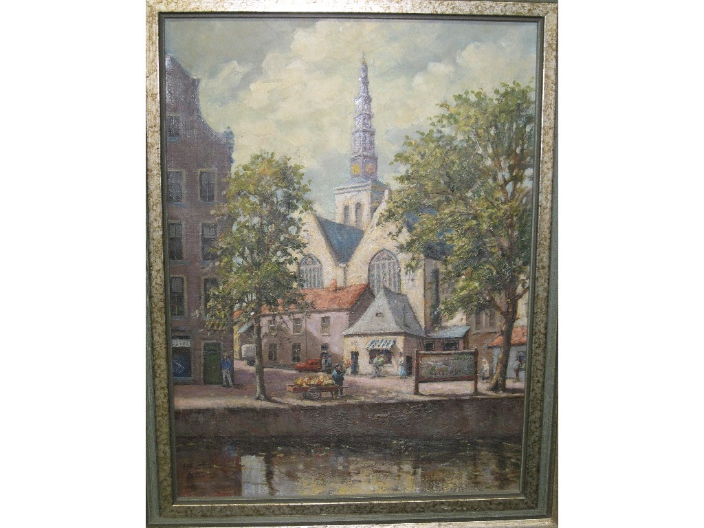 Appraisal: JAMES BARTON Oil on laid down canvas 'Amsterdam' signed