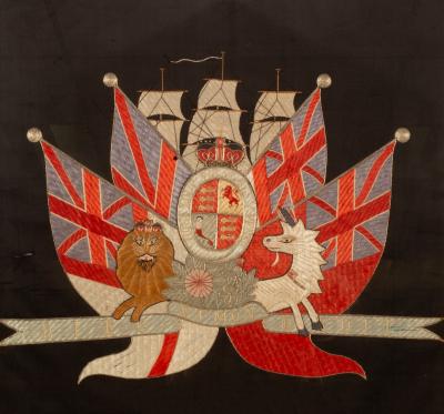 Appraisal: A Royal Navy Coat of Arms in primitive needlework th