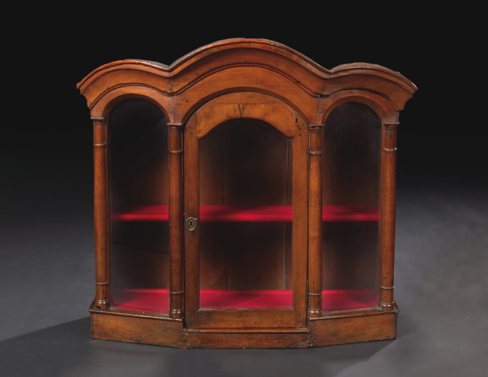 Appraisal: Continental Fruitwood Display Cabinet third quarter th century the triple-domed