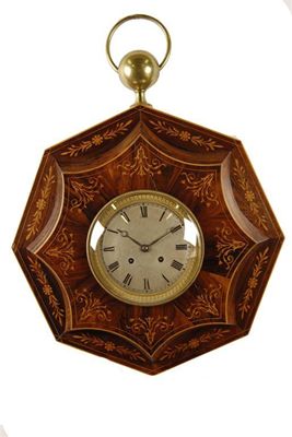 Appraisal: A th century rosewood and marquetry wall clock with an