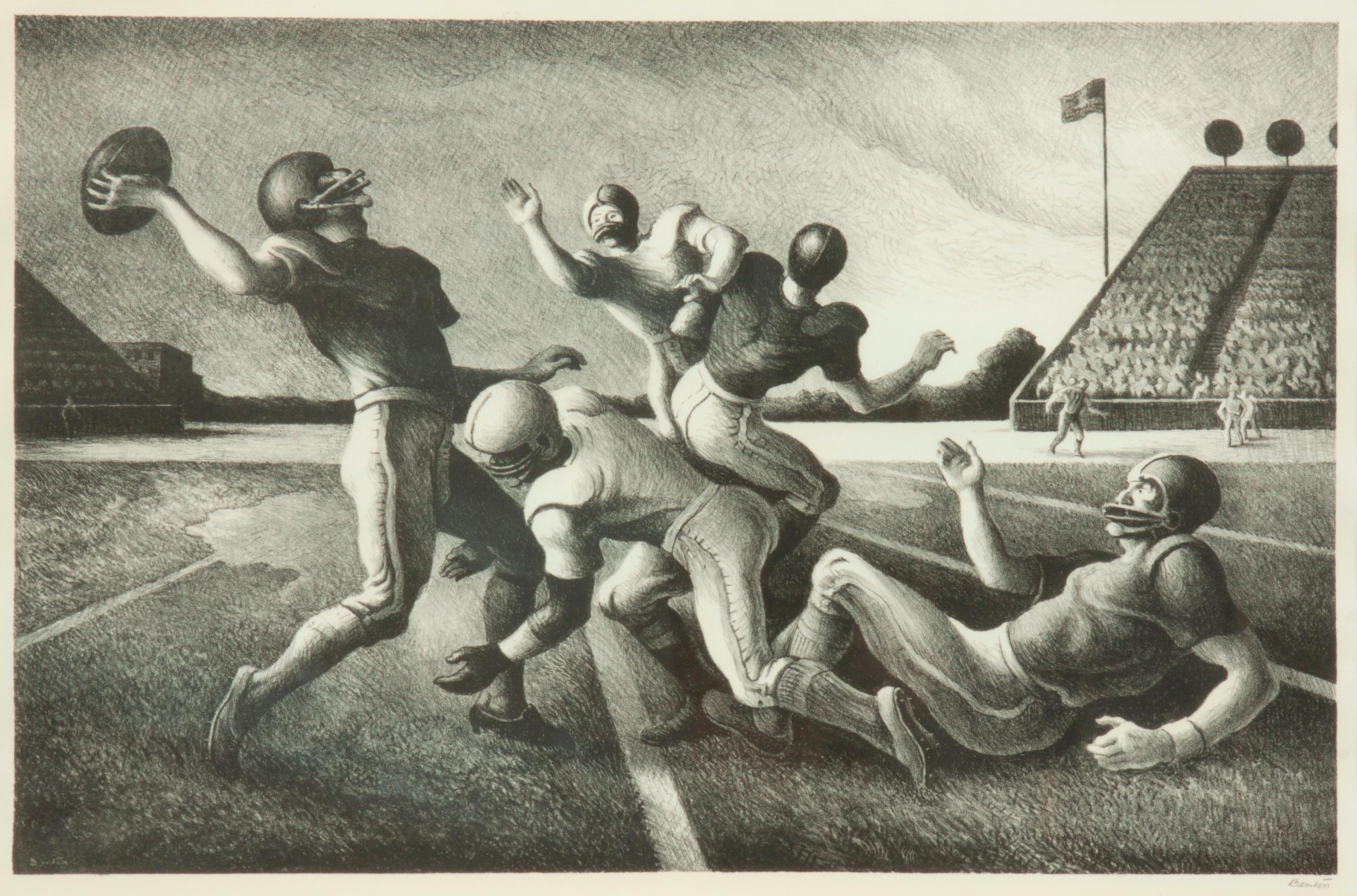 Appraisal: THOMAS HART BENTON 'FORWARD PASS' SIGNED LITHOGRAPH Thomas Hart Benton