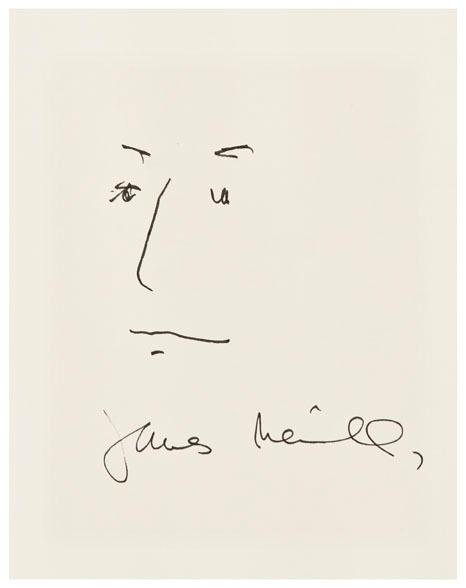 Appraisal: James MERRILL American - Self-portrait ink on paper x inches