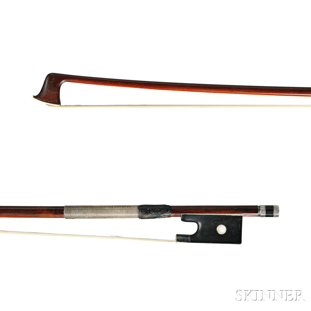 Appraisal: German Silver-mounted Violin Bow the round stick stamped L BAUSCH