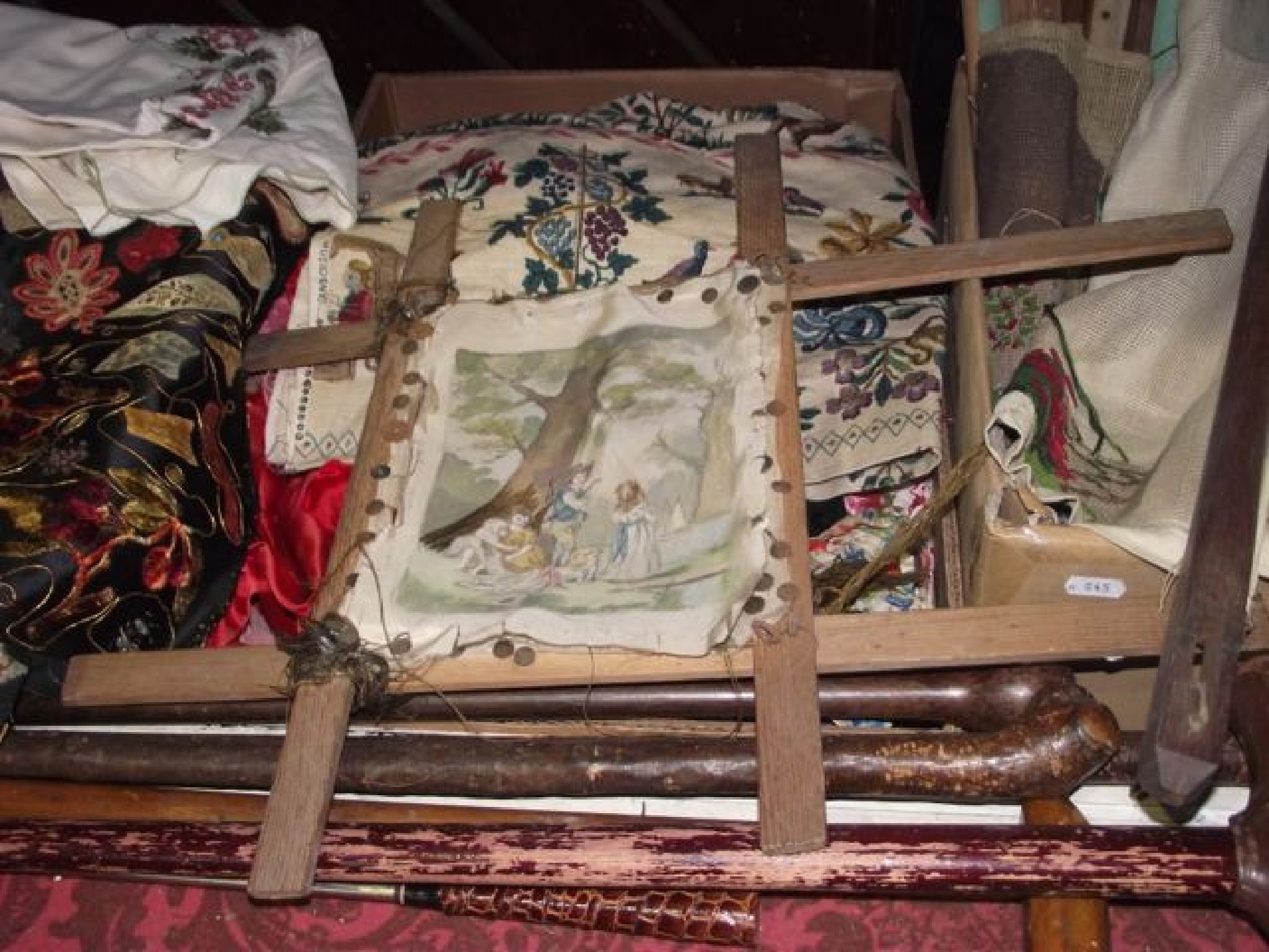 Appraisal: A box containing an assortment of vintage white domestic linen