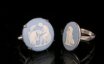 Appraisal: Two Wedgwood Light Blue Jasper Silver Rings ca late 's