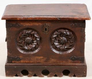 Appraisal: CONTINENTAL HAND CARVED WOOD CHEST POSS TH C CONTINENTAL HAND