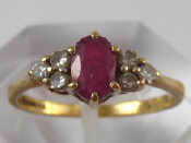 Appraisal: A carat gold ruby and diamond ring ruby approx x