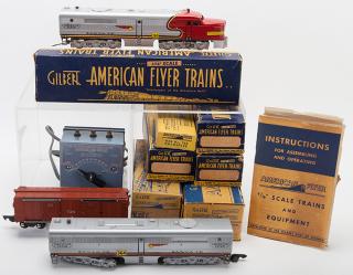 Appraisal: Box Lot of American Flyer Train Parts and Accessories Box