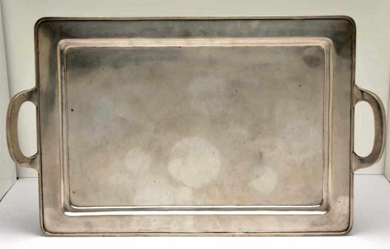 Appraisal: A Rectangular Silver Tea Tray C With a flat edge