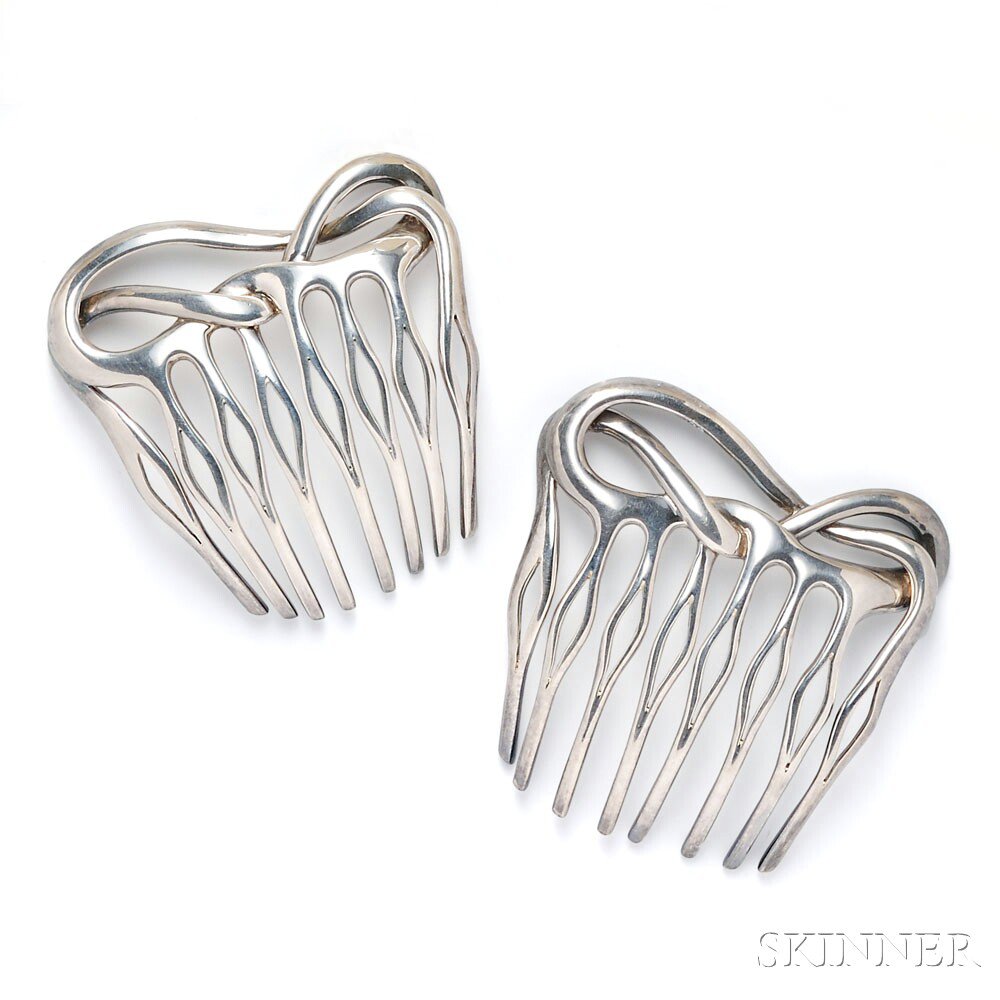 Appraisal: Pair of Sterling Silver Hair Combs Angela Cummings Tiffany Co