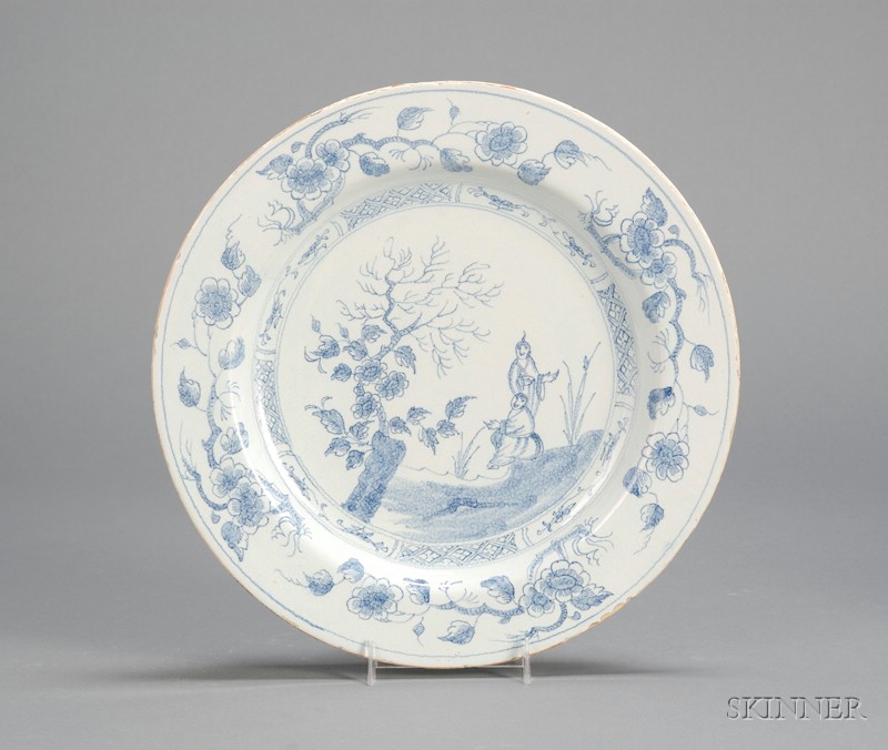 Appraisal: Delftware Chinoiserie Decorated Charger England th century possibly Bristol blue