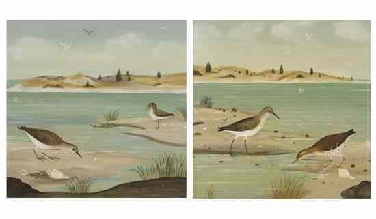 Appraisal: Martha Farham Cahoon American - Shorebirds on the Marsh a