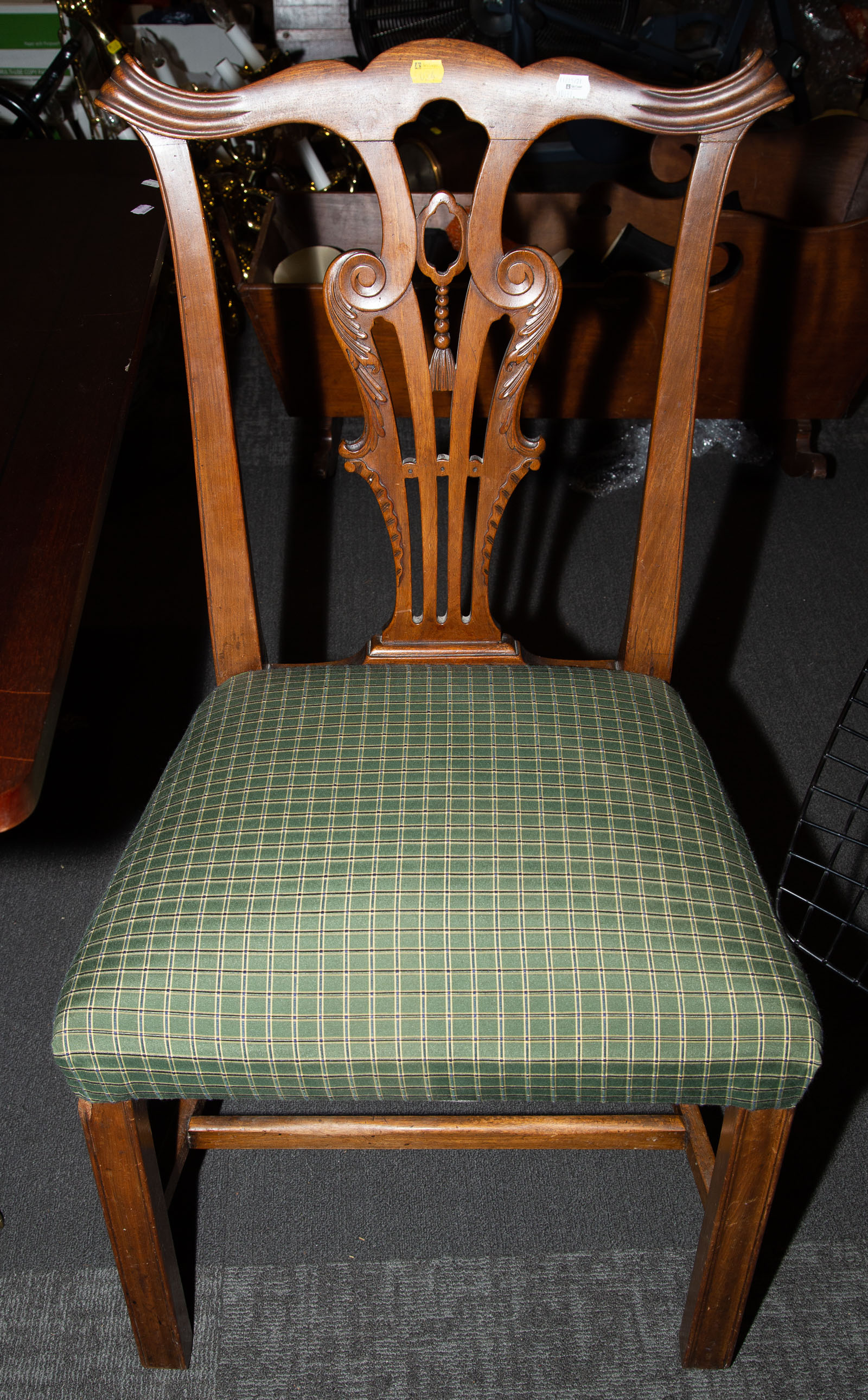 Appraisal: CHIPPENDALE STYLE SIDE CHAIR Early th century with carved splat