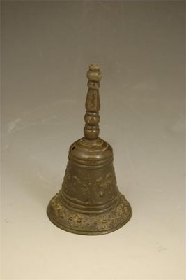 Appraisal: A cast bronze hand bell decorated scorpion anchors and a