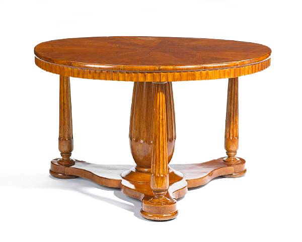 Appraisal: A Scandinavian Neoclassical walnut center table possibly Swedishfirst half th