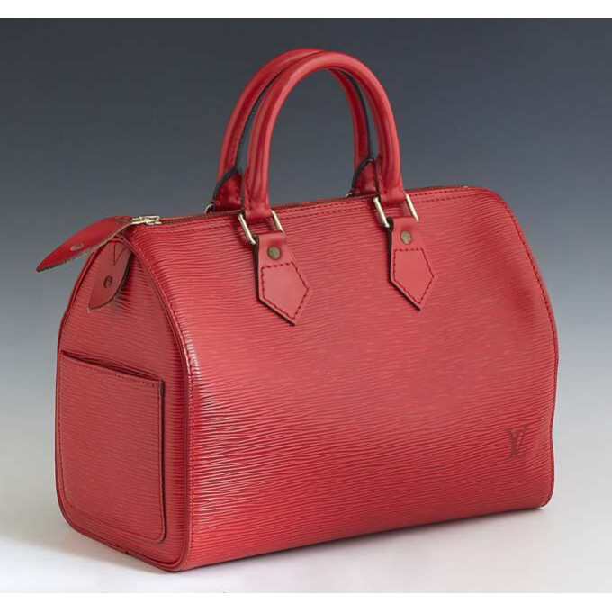 Appraisal: Louis Vuitton Speedy Handbag in red epi calf leather with