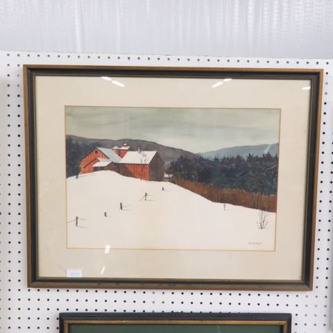 Appraisal: H L Hickman watercolor Pennsylvaniafarm in winter x