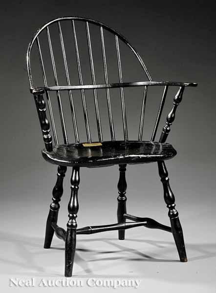 Appraisal: An Early American Painted Maple Pine and Hickory Windsor Chair