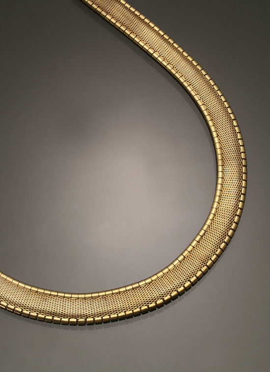 Appraisal: Princess Length -Karat Yellow-Gold Florentine and Bright-Cut Finish Necklace Weight