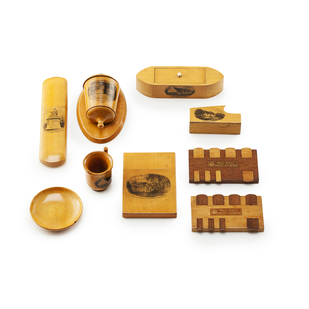 Appraisal: A MISCELLANEOUS COLLECTION OF MAUCHLINE WARE NOVELTY AND DESK ITEMS