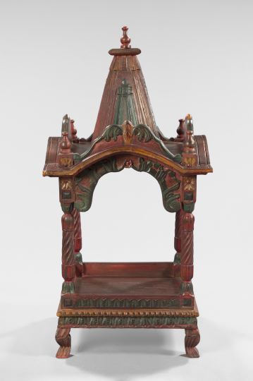 Appraisal: Large Spanish Colonial Carved and Polychromed Wooden Votive Baldacchino in