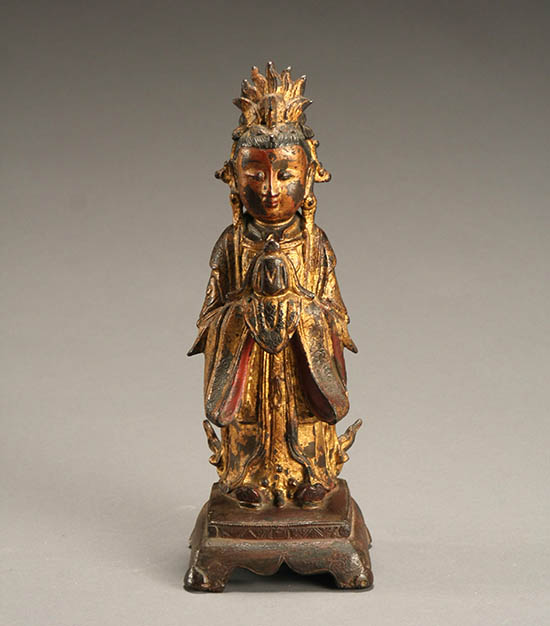 Appraisal: Lot Property of Various Owners Chinese Partial Rouge-Gilt Bronze Figure