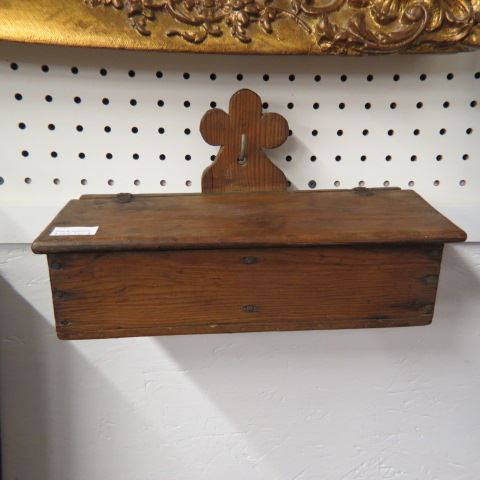 Appraisal: Early Pine Candle Box wall mount lift top x