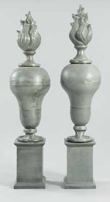 Appraisal: A Pair of French Architectural Flame Elements Apprx H x