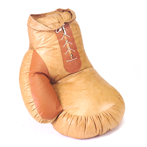 Appraisal: Pop Art boxing glove chair of brown and tan leather