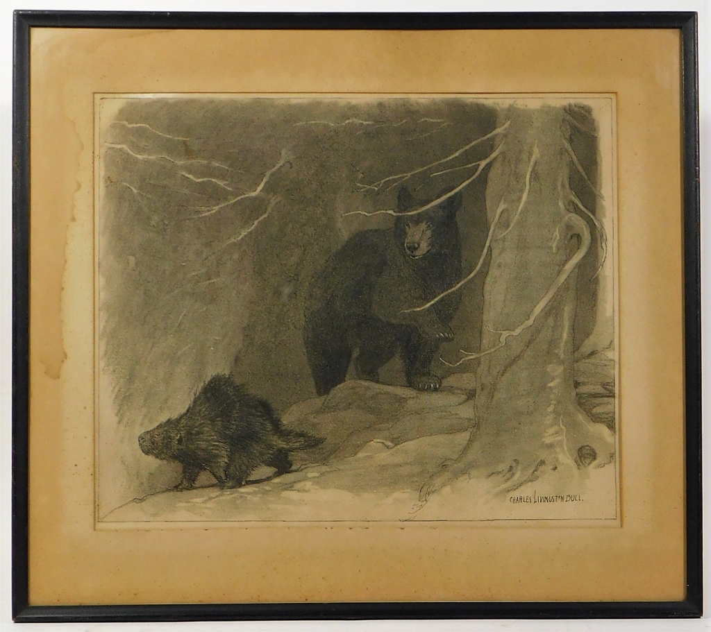 Appraisal: CHARLES LIVINGSTON BULL CHARCOAL BEAR ILLUSTRATION United States - Naturalist