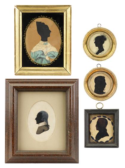 Appraisal: American School th centurygroup of five silhouettes francis de haes