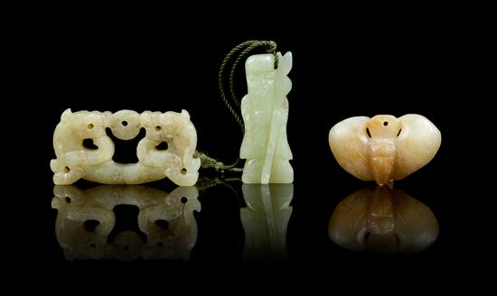 Appraisal: Sale Lot A Group of Three Carved Jade Pendants the