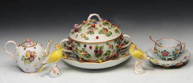 Appraisal: A MEISSEN PORCELAIN OVOID TEAPOT encrusted with flowers a Meissen