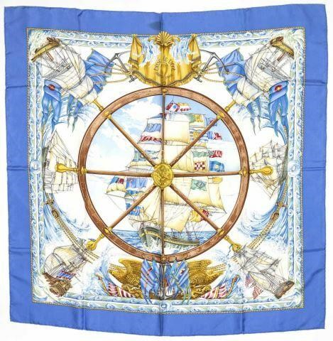 Appraisal: Hermes silk twill scarf Vive Le Vent pattern original design