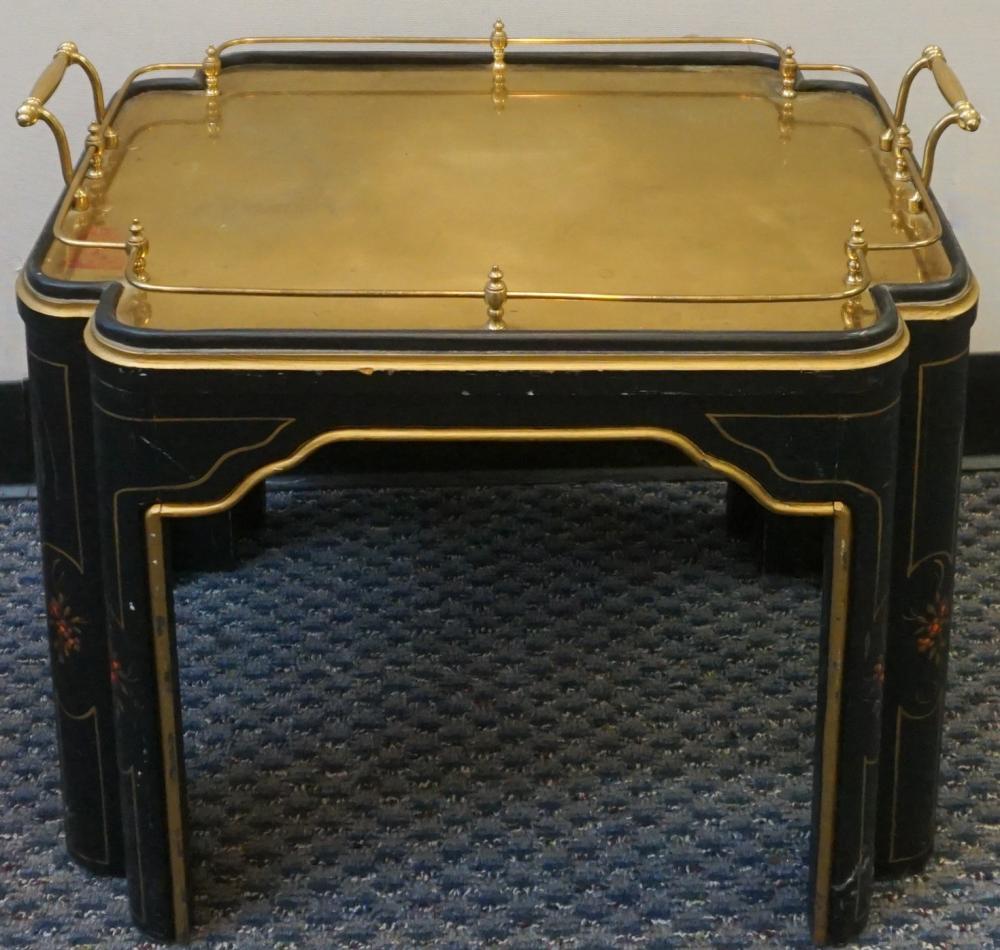 Appraisal: Chinese Brass and Painted Wood Tray Table x x in