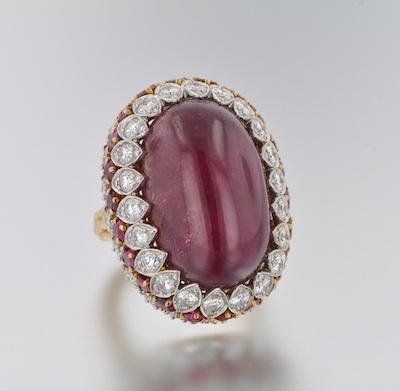 Appraisal: An Impressive Carat Ruby and Diamond Cocktail Ring Cabochon ruby