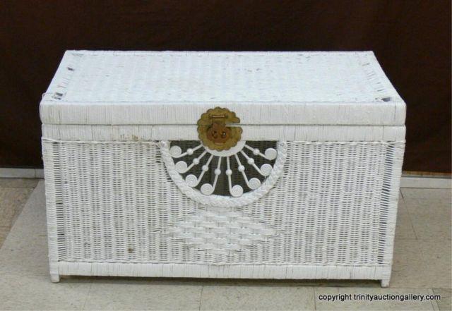 Appraisal: Wicker Rattan Bombay Style Storage Chest - Used trunk style