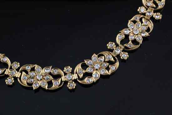 Appraisal: A Middle Eastern high carat gold and diamond bracelet of