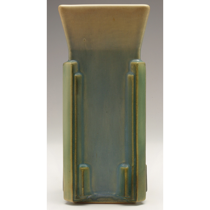 Appraisal: Roseville Futura vase flaring four-sided shape with four column buttresses