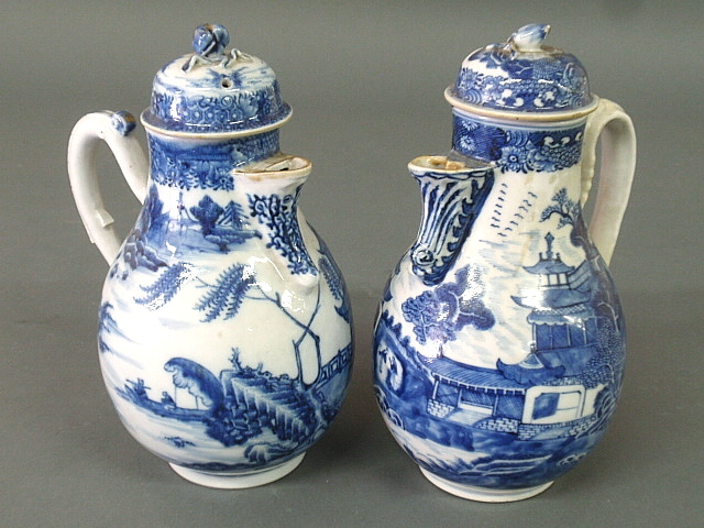 Appraisal: - Two similar pear-shaped Chinese blue and white porcelain pitchers