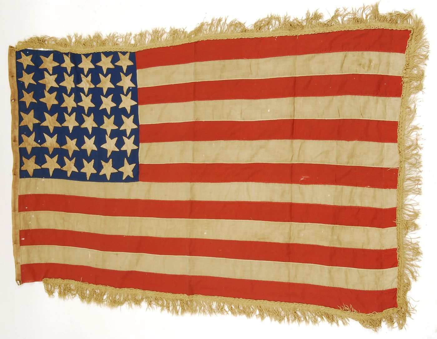 Appraisal: HAND-SEWN THIRTY-SIX STAR AMERICAN FLAG Cotton and wool blend x