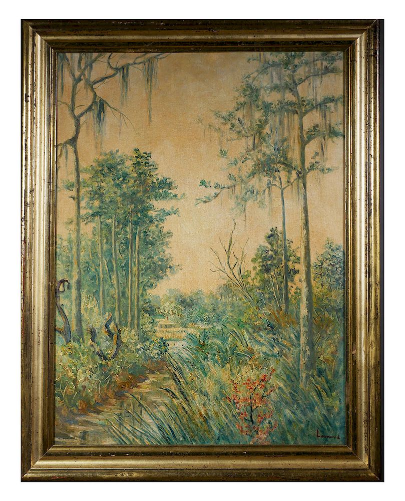 Appraisal: EDWARD LEONARD Florida Landscape Impressionist Impressionist landscape of a trail