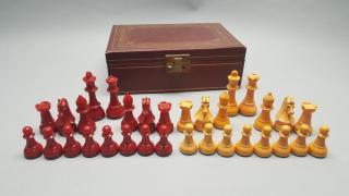 Appraisal: Red Yellow Chess Set w Case Red Yellow full chess