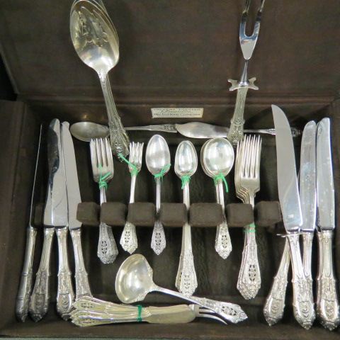 Appraisal: pc Wallace Rosepoint Sterling SilverFlatware Service for with servers extensive