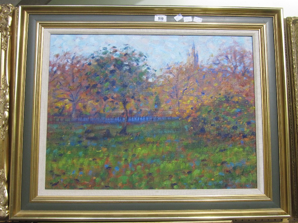 Appraisal: J MACKIE Oil on canvas 'Kelvingrove - Autumn' signed and