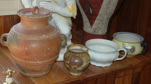 Appraisal: TWO VICTORIAN CHAMBER POTS AND TWO OTHER VESSELS