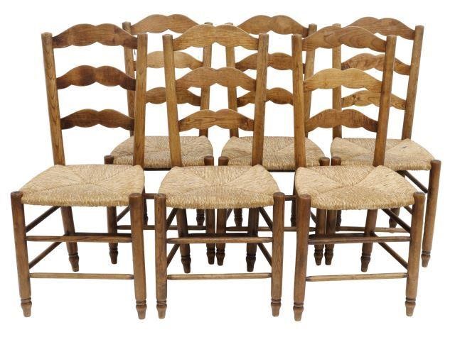 Appraisal: lot of French Provincial fruitwood dining chairs th c ladder