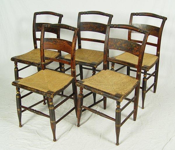 Appraisal: SET OF AMERICAN COUNTRY SHERATON STYLE SIDE CHAIRS Original worn