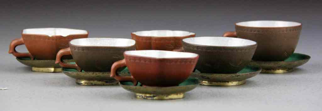 Appraisal: Set Of Six Chinese Qing Yixing Tea CupsSet of six