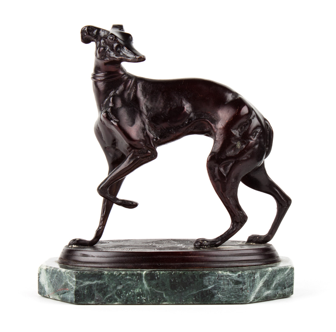 Appraisal: After P J Mene Greyhound bronze modeled as standing greyhound